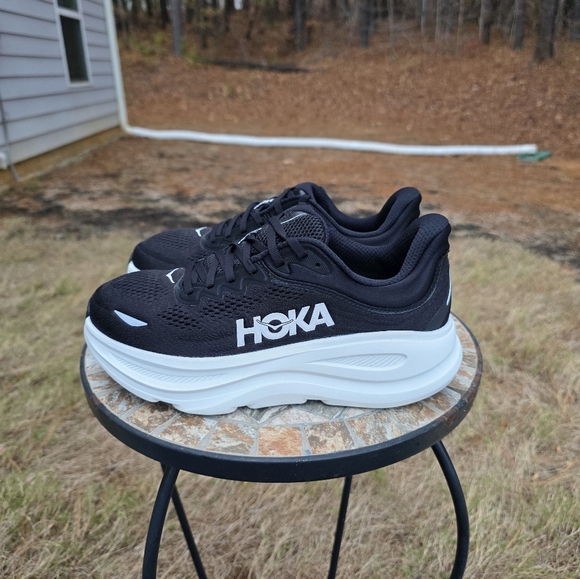 Hoka Bondi 9 1162014 Black/White Running Shoes Women Sz 9.5 D Wide Worn 1x Box - Picture 5 of 11